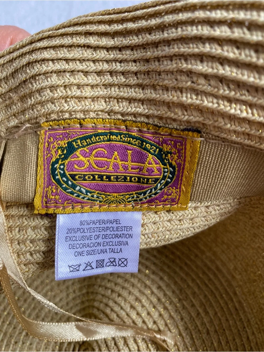 Scala Collezione Women’s Yellow Straw Sun Hat with Fringed Brim and Tie Detail